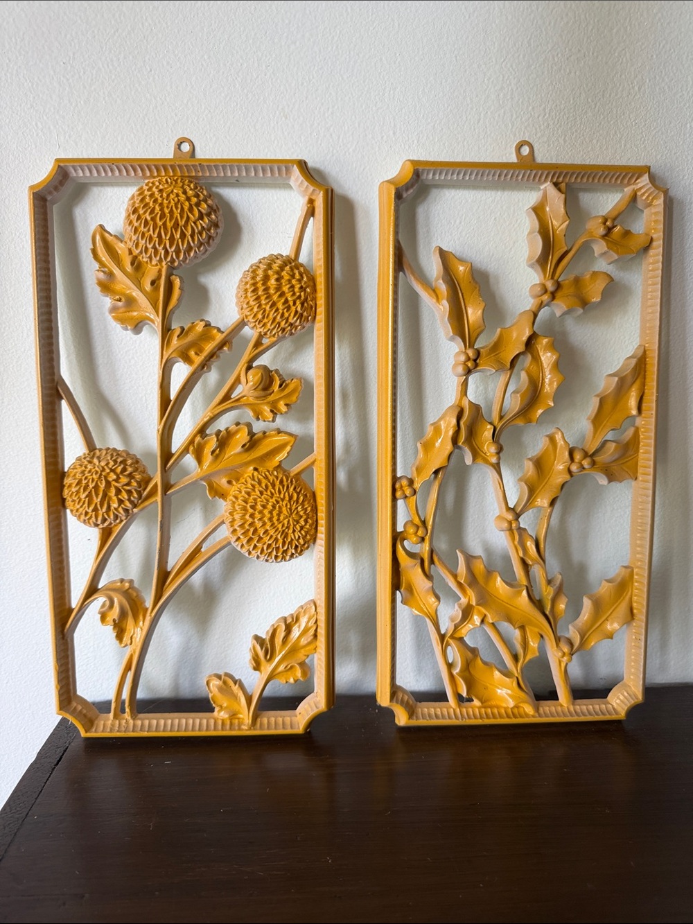 MCMLV Yellow Floral Relief Wall Panels - Decorative Home Wall Art